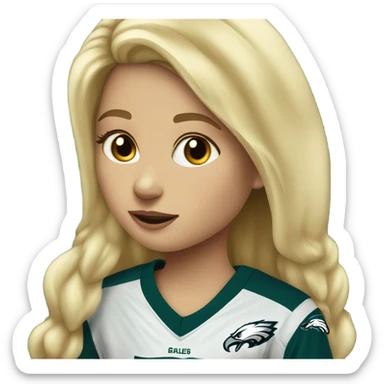 Blonde girl child wearing eagles jersey  sticker