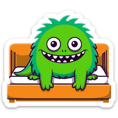 Scarey monster under a bed sticker