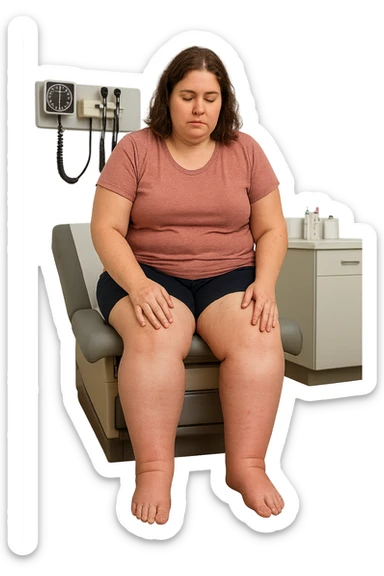 dONNA CON PCOS CHE COMBATTE LE SUE GAMBE GONFIE IMMAGINI REALISTICHE sticker