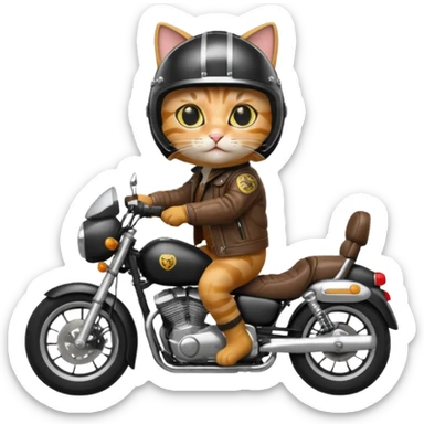 cat riding motorcycle sticker