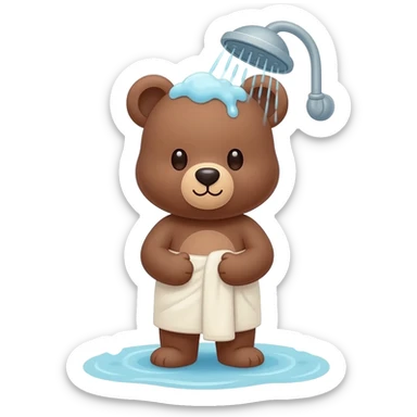 Cute bear coming out of the shower with towel on him sticker