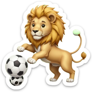 lion playing soccer sticker