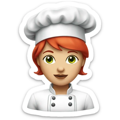 green eyes red short haired female chef with a hat  sticker