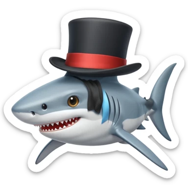Shark with a top hat sticker