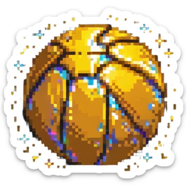 Golden basketball with sparkles sticker