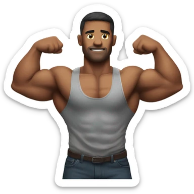 muscular man flexing his arms sticker