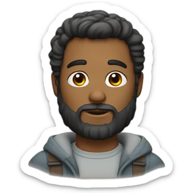 homme avec barbe et couette sticker