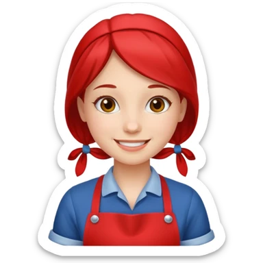 girl red apron sticker