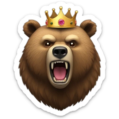grizzly bear with a crown very angry sticker