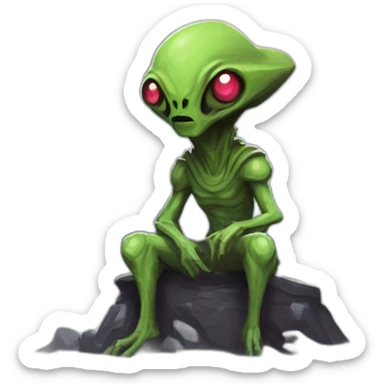 alien mountain creature scifi roguelike rpg style inspired by slay the spire digital art sticker