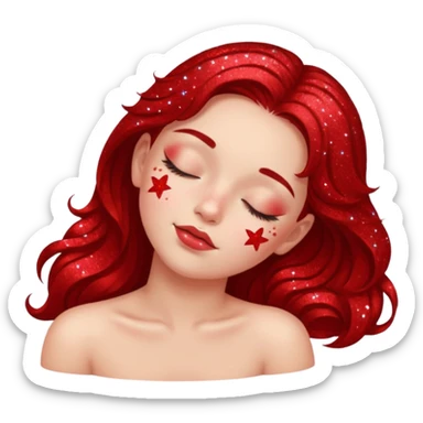 red glitter girl with eyes lying on the floor sticker