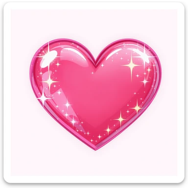 cute and shiny heart emoji with sparkles, no background sticker