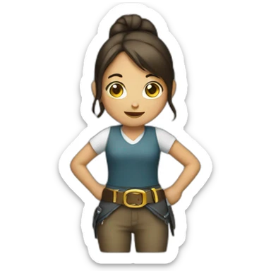 Girl holding belt sticker