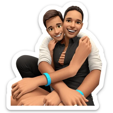 hugging with a joyful smile sticker