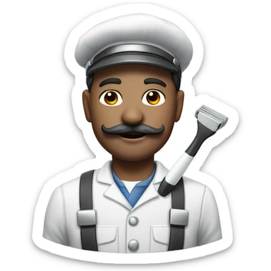 Photorealistic milkman with a mustache and a razor in hand sticker