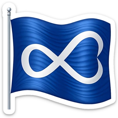 A deep blue flag with a white infinity symbol in the middle sticker