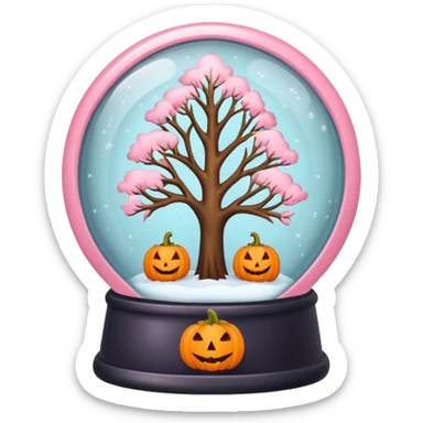 pastel pink orange halloween  tree  globe sticker