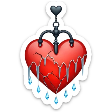 emo heart with night sky and falling chandeliers sticker