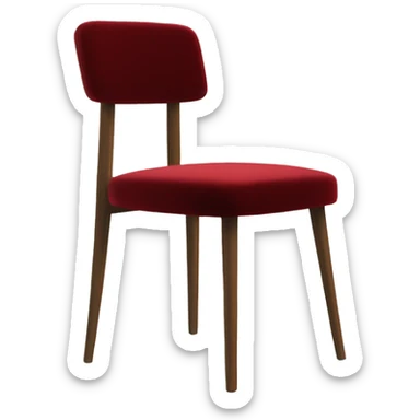 modern looking, simple velvet dining chair, on 4 legs and with really simple but nice looking rest sticker