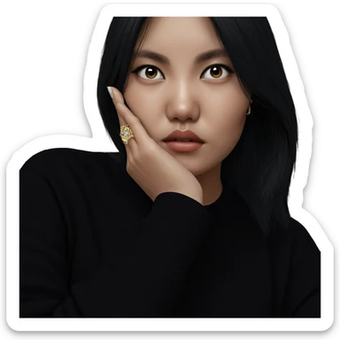 black haired girl with jewelry sticker