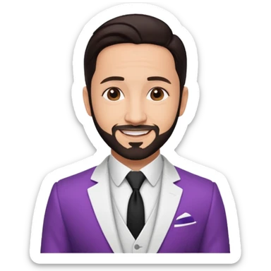 AJ McLean with white suit, dark brown hair sticker