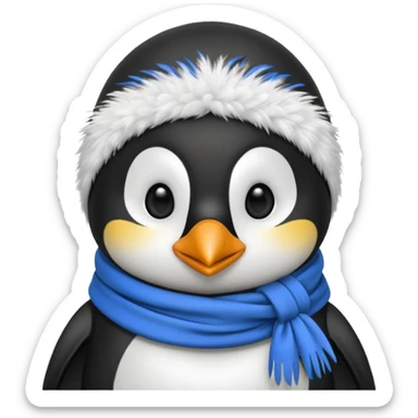 penguin with blue scarf and balaclava  sticker