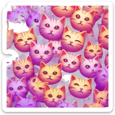 A neon cat with a thousand narutos around him sticker