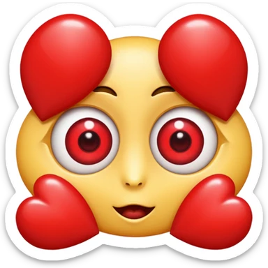 A kids Eyes popping out shaped like hearts  sticker