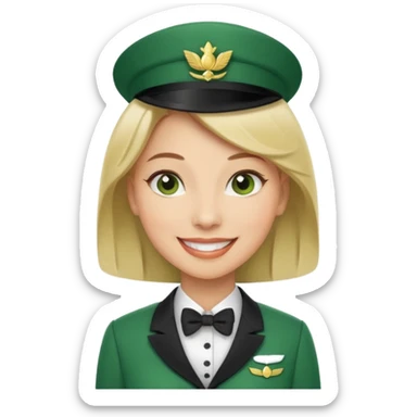 Lady hotel butler with green uniform  sticker
