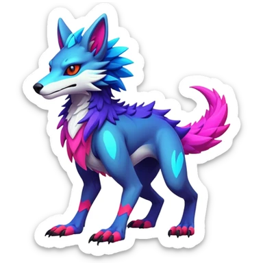 Epic Edgy Cute Colorful Modern Vernid-Protogen-Sergal-creature-animal full body sticker