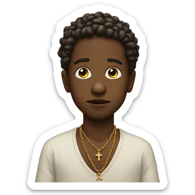 contemplative boy with cross necklace sticker
