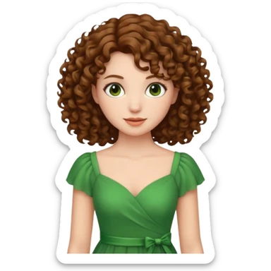 green dress curly hair sticker