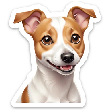 Cinematic Comical Jack Russell Terrier Portrait Emoji, Head tilted dramatically with an exaggeratedly shocked expression, featuring a perky, agile body with wide, comically expressive eyes full of playful disbelief and animated, perked ears, Simplified yet hilariously expressive features, highly detailed, glowing with a slightly sassy glow, high shine, dramatic yet playful, stylized with an air of cheeky canine mischief, soft glowing outline, capturing the essence of a meme-worthy Jack Russell Terrier that looks ready to side-eye its way into viral fame! sticker