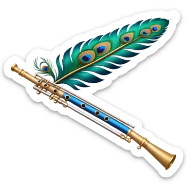Flute attached with peacock feather sticker