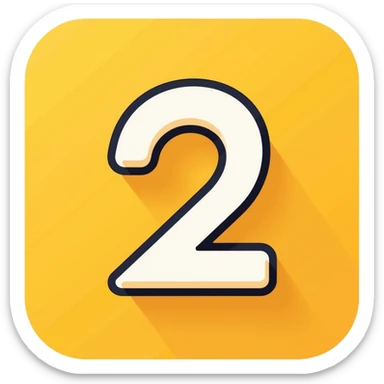 Number 2 on a yellow volumetric background sticker