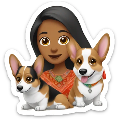 corgi tricolor with moroccan women sticker