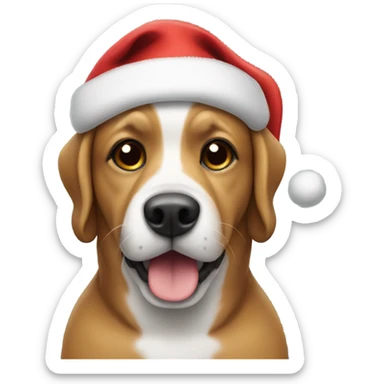 Dog wearing a Santa hat sticker