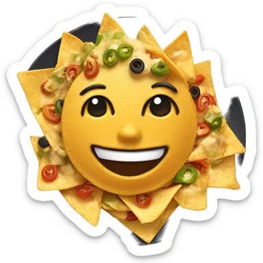 Smiling Supreme nachos on a plate sticker
