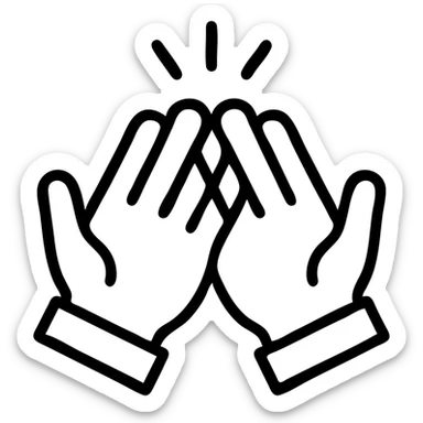 two hands giving a high five, energetic, clear gesture, simple bold black outlined style sticker