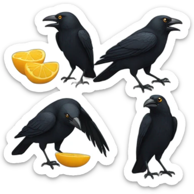 Corbeau noir qui mange sticker