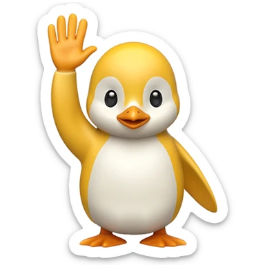 Yellow Penguin waving goodbye sticker