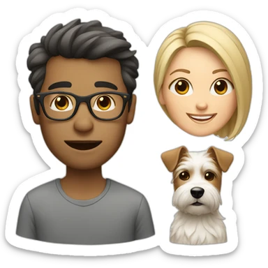 Man with glasses anda woman with a westie dog girl sticker