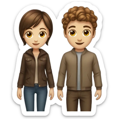 girl et boy with brown hair couple love sticker