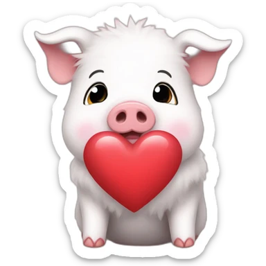 A cute pink fluffy baby pig with a white t-shirt on which there is a red heart and write : i love Bretagne sticker