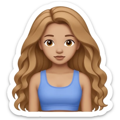 GloomyKassie with long light brown hair, periwinkle crop top sticker