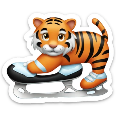 Tiger ice skating  sticker