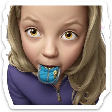 blonde girl with zipper detail sticker