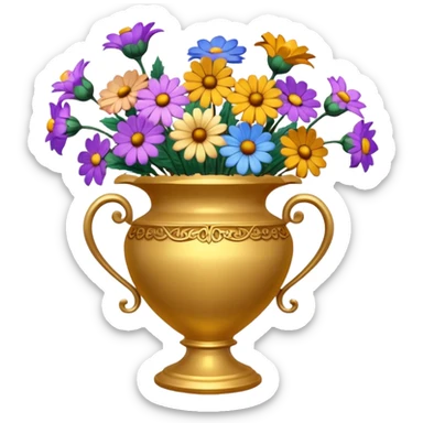 dried flowers in a golden vase sticker