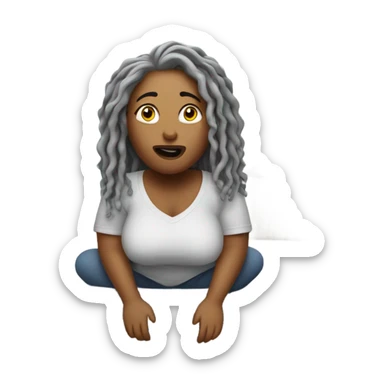Curvy woman with gray locs falling from bed shocked sticker
