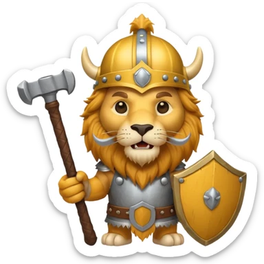 lion, viking helmet, hammer sticker